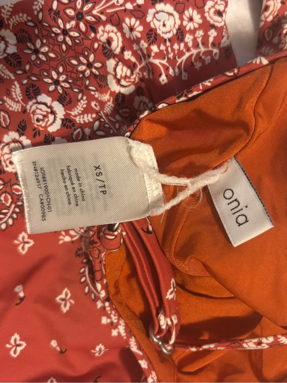 NWOT ONIA Red Bandana Print One-Piece Swimsuit with Buckle. XS